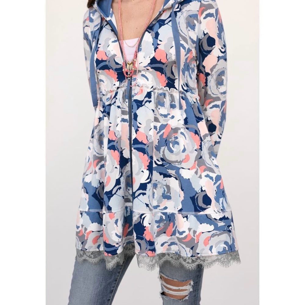 Sophie Floral L Evys Tree blue rose luxury hoodie sweater comfort soft stretchy